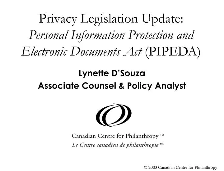 privacy legislation update personal information protection and electronic documents act pipeda