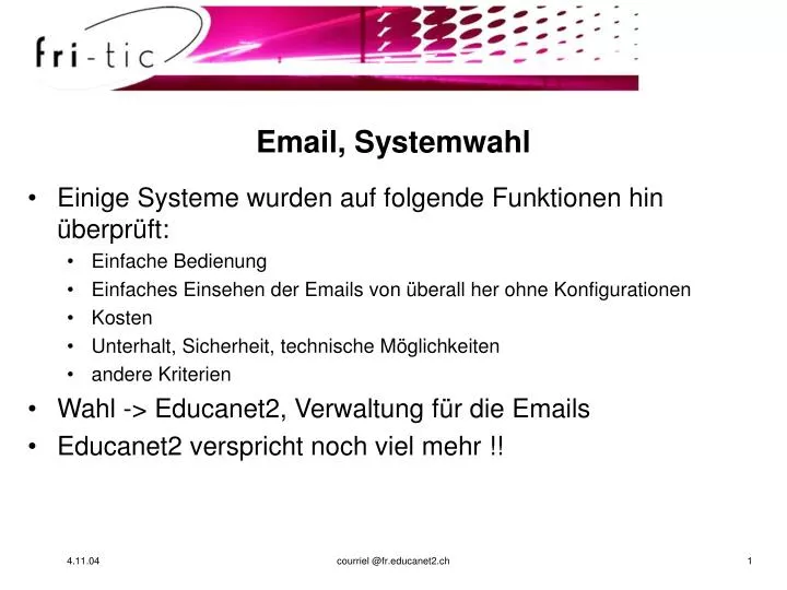 email systemwahl
