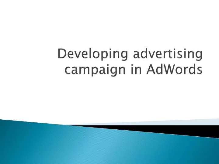 developing advertising campaign in adwords