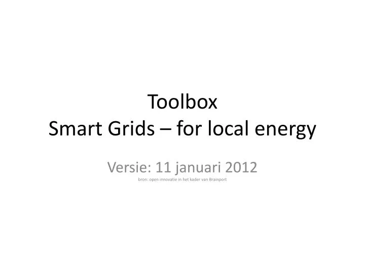 toolbox smart grids for local energy