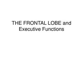 THE FRONTAL LOBE and Executive Functions