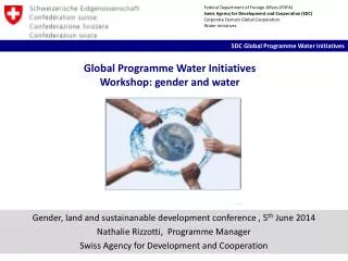 Global Programme Water Initiatives Workshop: gender and water