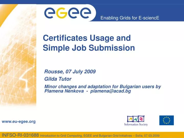 certificates usage and simple job submission
