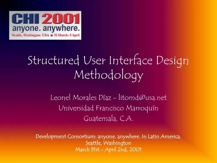 structured user interface design methodology