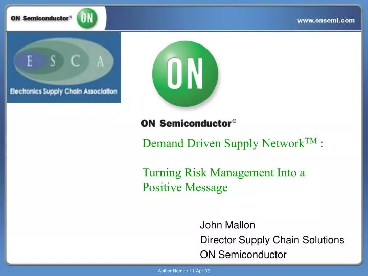 demand driven supply network tm turning risk management into a positive message
