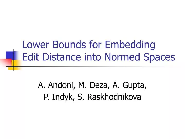 lower bounds for embedding edit distance into normed spaces
