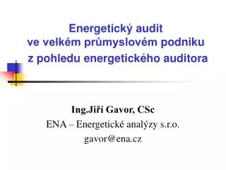 E nergetický audit ve velkém průmyslovém podniku z p ohled u energetického auditora
