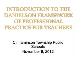 Cinnaminson Township Public Schools November 6, 2012