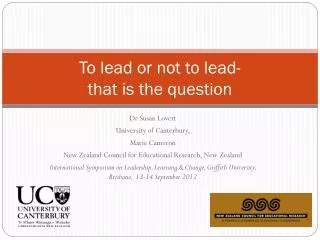 To lead or not to lead- that is the question