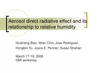 Aerosol direct radiative effect and its relationship to relative humidity