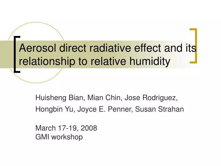 aerosol direct radiative effect and its relationship to relative humidity