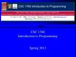 CSC 1760 Introduction to Programming - slide 1