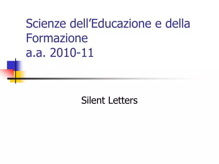 scienze dell educazione e della formazione a a 2010 11