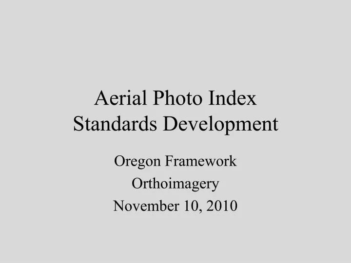 aerial photo index standards development
