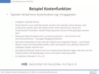 beispiel kostenfunktion