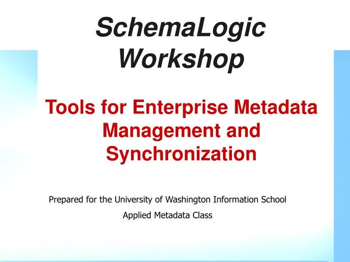 schemalogic workshop