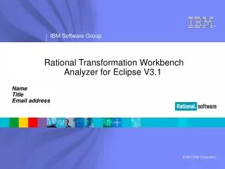 Rational Transformation Workbench Analyzer for Eclipse V3.1