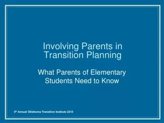 Involving Parents in Transition Planning