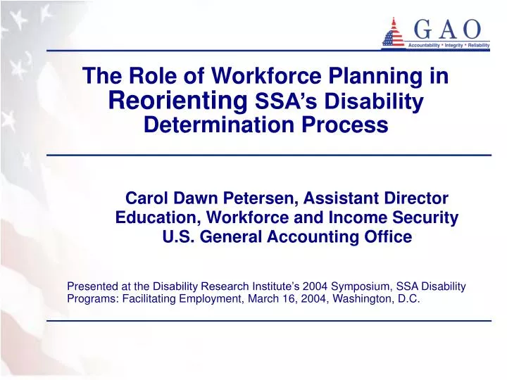the role of workforce planning in reorienting ssa s disability determination process