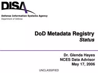 DoD Metadata Registry Status
