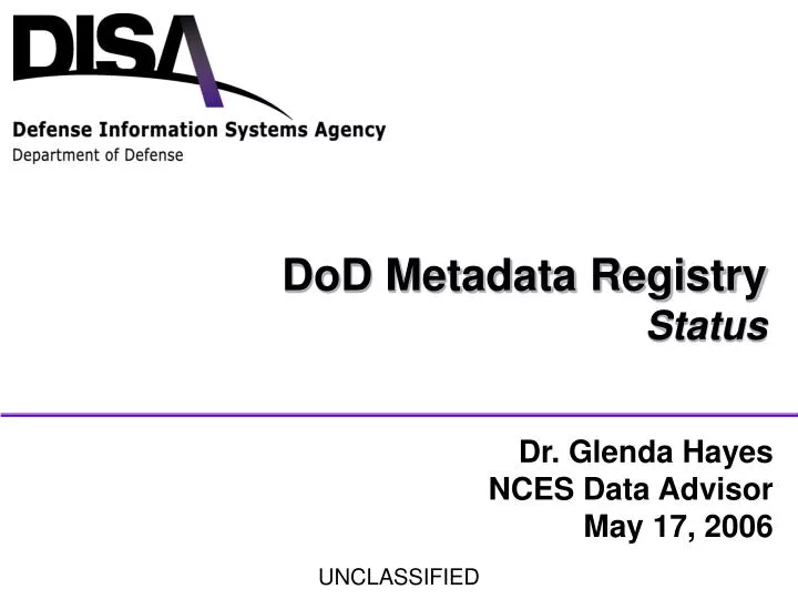 dod metadata registry status