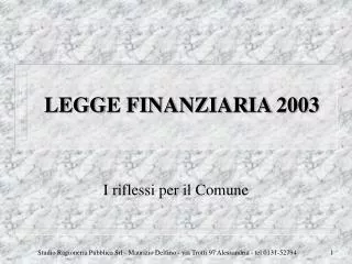 legge finanziaria 2003