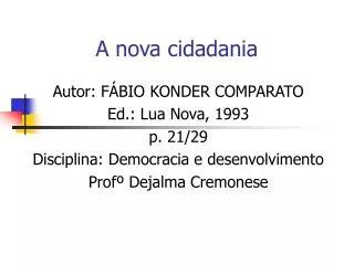 a nova cidadania