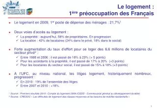 le logement 1 re pr occupation des fran ais