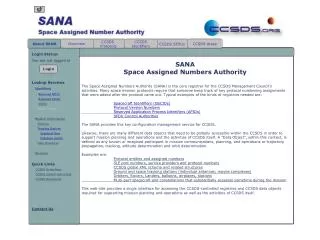 SANA Space Assigned Numbers Authority