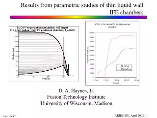Results from parametric studies of thin liquid wall IFE chambers