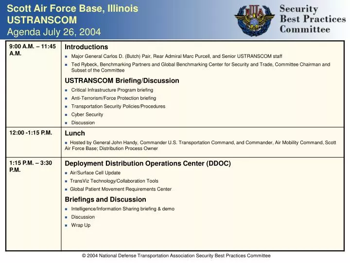 scott air force base illinois ustranscom agenda july 26 2004