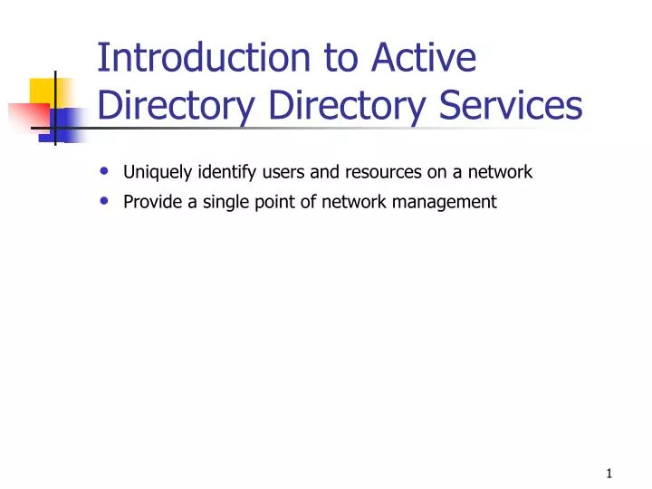 introduction to active directory directory services