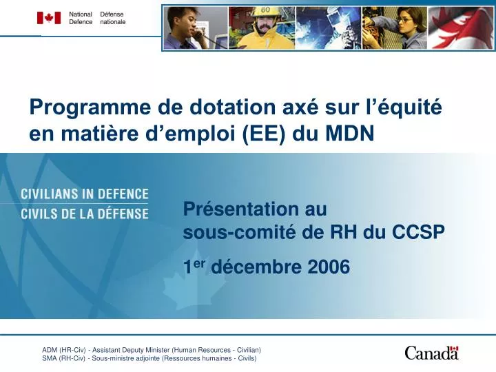 programme de dotation ax sur l quit en mati re d emploi ee du mdn