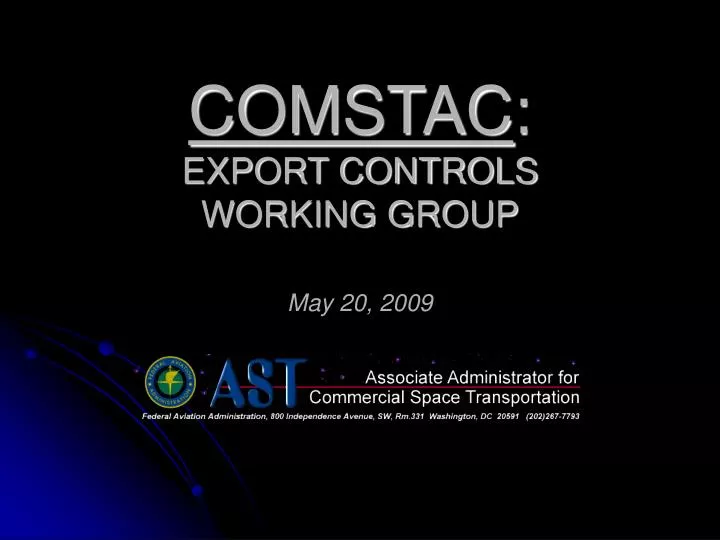 comstac export controls working group may 20 2009