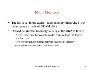 Main Memory