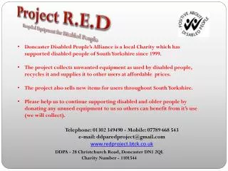 Project R.E.D Recycled Equipment for Disabled People
