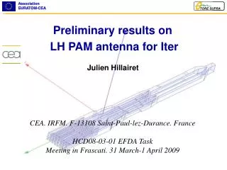Preliminary results on LH PAM antenna for Iter