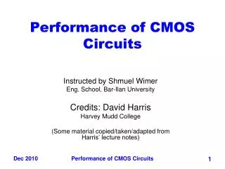 Performance of CMOS Circuits