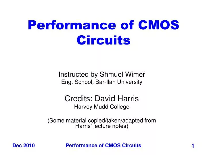 performance of cmos circuits