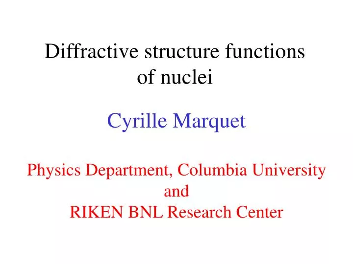 diffractive structure functions of nuclei