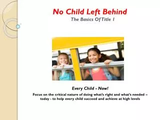 No Child Left Behind The Basics Of Title 1