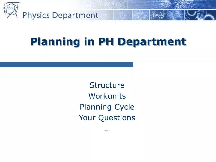 planning in ph department
