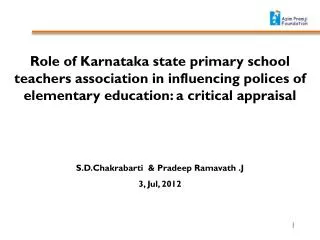 S.D.Chakrabarti &amp; Pradeep Ramavath .J 3, Jul, 2012