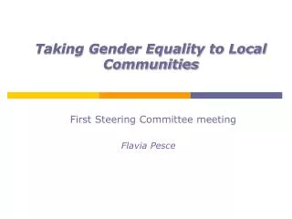 Taking Gender Equality to Local Communities