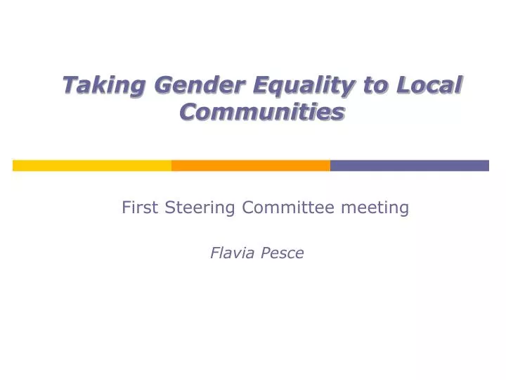 taking gender equality to local communities
