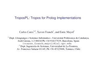 TroposPL: Tropos for Prolog Implementations