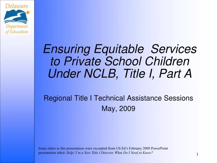 ensuring equitable services to private school children under nclb title i part a