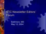 Trends and Future of STC Newsletters: Insights from the 2004 Editors’ Forum - slide 1