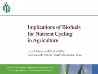Implications of Biofuels for Nutrient Cycling in Agriculture