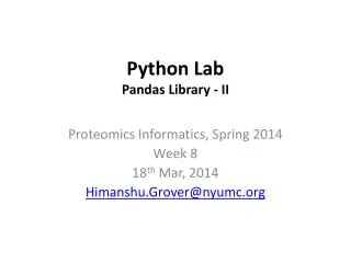 Python Lab Pandas Library - II
